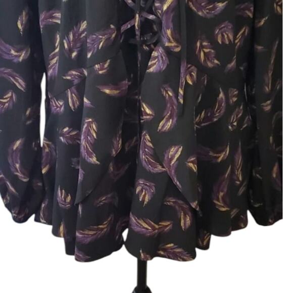 LANE Bryant Peasant Purple Black feather peplum lace front blouse plus size 24 - Picture 10 of 11